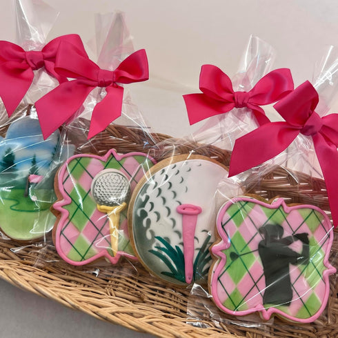 BakersDozenToGo 6 Golf Assortment Cookies- Decorated Shortbread Cookies Individually Wrapped With Bow by