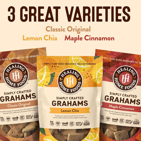 Healing Home Foods 5oz (6Pack) Lemon Chia Graham Crackers, Gluten Free Snacks for Adults, Almond Flour and Organic Chia