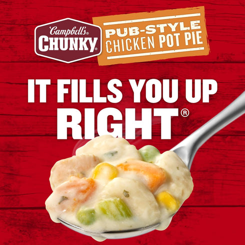18.8 oz (Pack 12) Campbells Chunky Soup, Pub-Style Chicken Pot Pie Soup, Can