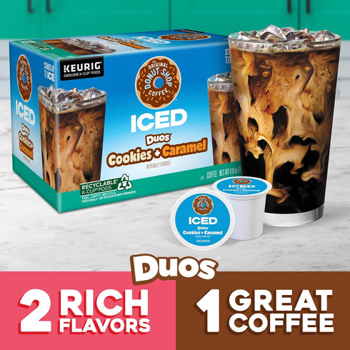 60 Count (6 Packs 10) The Original Donut Shop ICED Duos Cookies + Caramel Coffee, Keurig Single Serve K-Cup Pods