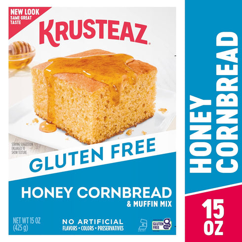 15 OZ (Pack 4) Krusteaz Gluten Free Baking Mix, Honey Cornbread & Muffin Mix, Gluten Free & Made with Real Honey, No