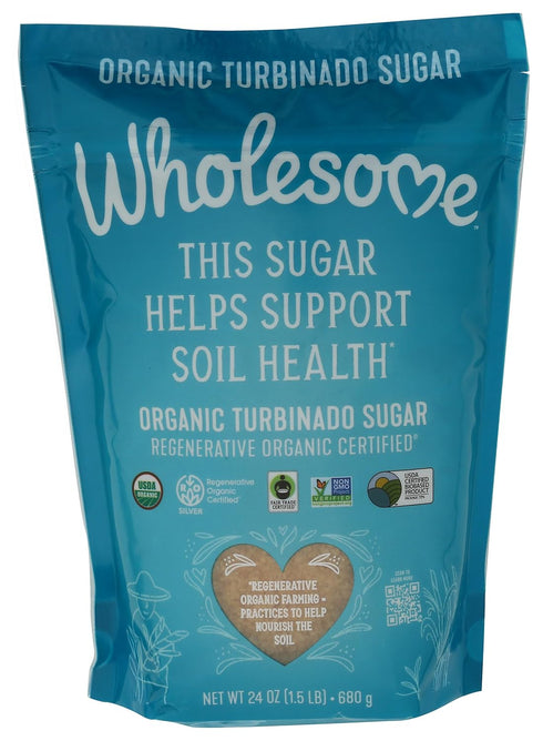 Wholesome Sweeteners 24-Ounce Turbinado Sugar, Fair Trade, Non GMO, Gluten Free &