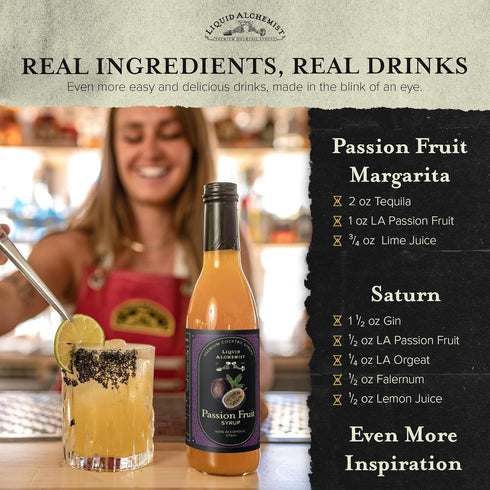 25.4 Oz, Pack 1 Liquid Alchemist Passion Fruit Syrup for Cocktails - Real Ingredients Make our Passion Fruit Syrup