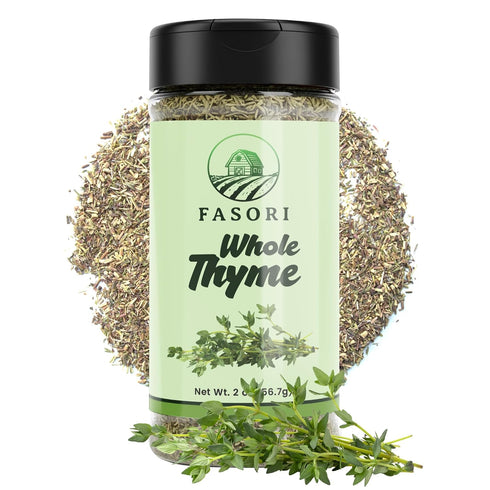 (2oz) Fasori Thyme Leaves Premium Dried Whole Thyme Herb, Aromatic Mediterranean Spice for Cooking, Roasts, Chicken