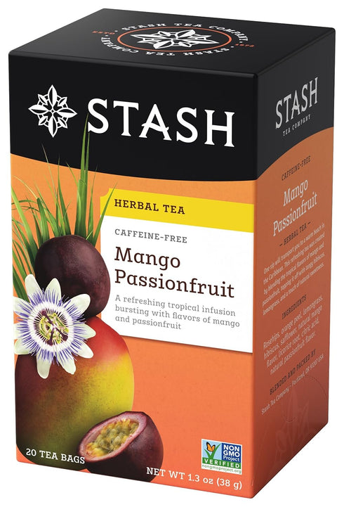 Stash Tea Mango Passionfruit Herbal Tea, 20 Count Box of Tea Bags