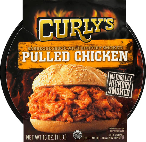 Curlys Curly's Naturally Hickory Smoked Pulled Chicken With Barbecue Sauce, 16 oz