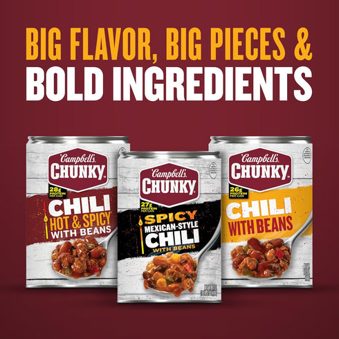 16.5 oz (Pack 2) Campbells Chunky Chili With Beans, Can