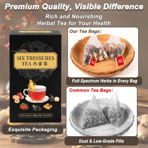 JOGEPEYO 6 (2 Pack/40 Ginseng Five Treasures Tea, Natural Kidney Cleanse & Detox Tea for Adult, Traditional Chinese