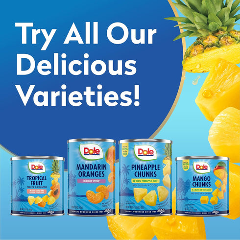 20 oz 12 Pack Dole Pineapple Chunks in Heavy Syrup - Dole Canned Fruit - Rich Source of Vitamin C - Can