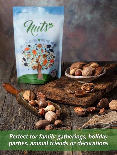 |Packed (2 LBS) NUTS U.S. Mixed Nuts In Shell (Almonds, Walnuts, Hazelnuts, Pecans, Brazil Nuts) | No Added Colors
