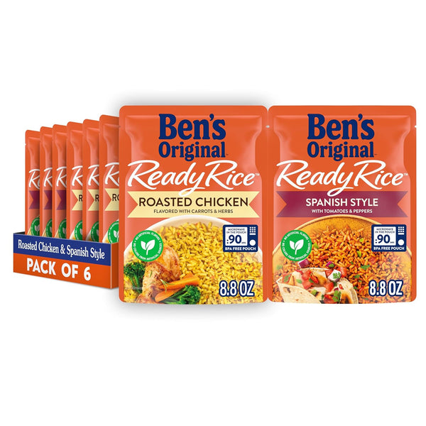 BEN'S ORIGINAL Ready Rice Roasted Chicken and Spanish Style Flavored Rice Variety