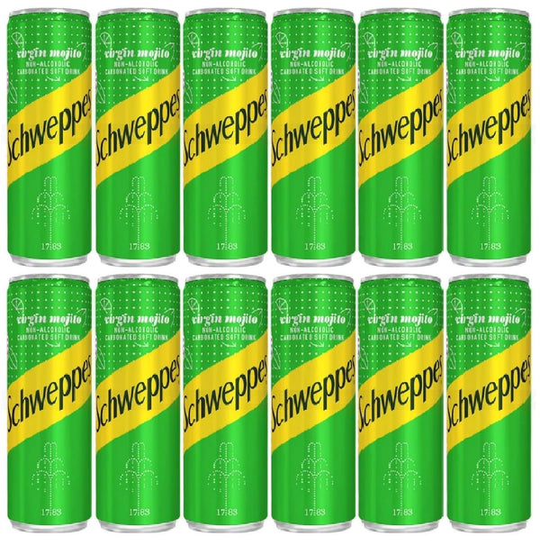 Schweppes 's Virgin Mojito Non-Alcoholic Carbonated Soft Drink Each 330ml (12 Pack, 12,