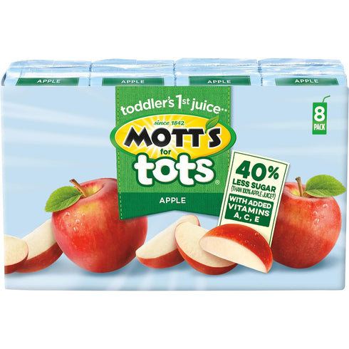 6.75 Oz 32 Count (4 Packs 8), 40% 100% Mott's For Tots Apple, Fl Boxes, Of Juice With Purified Water, Good Source