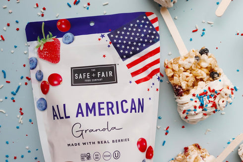 12oz Safe + Fair All American Granola Gluten-Free & Vegan Snack Whole Grain Oats with Real Strawberries, Blueberries
