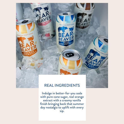 100% 12 Pack 16 Oz Bear 'n Beaver Premium Orange Creamsicle Craft Soda Soft Drinks - Cane Sugar & Orange Extract