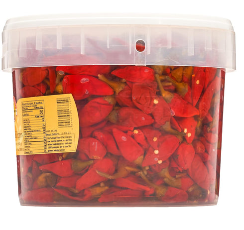 98 oz, TUTTOCALABRIA Calabrian Chili Peppers, Whole, in Oil, Bulk Foodservice Tub, All Natural, Non-GMO, Product