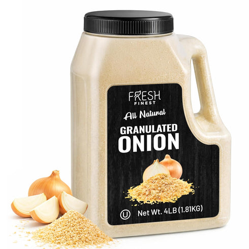4 LB Fresh Finest Bulk Granulated Onion - Premium Onion Powder - All-Natural, Non-GMO, Gluten-Free, Kosher - Perfect