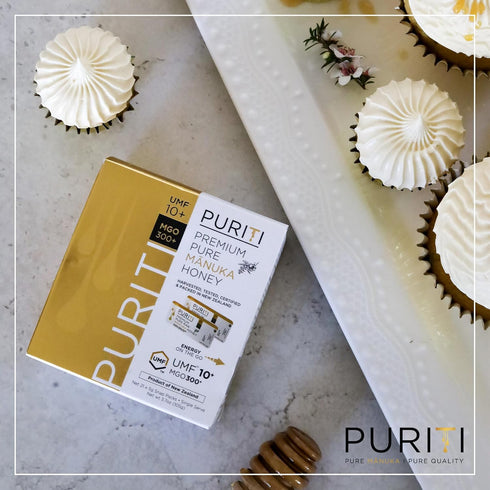 10+ (MGO300+) 21 0.18oz Packets, PURITI Genuine Raw Manuka Honey Snaps On The Go - UMF x Individual Snap Single Serve