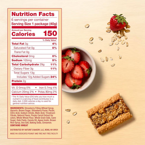 6 6 Packs, 36 Count Natures Bakery Oatmeal Crumble Bars, Strawberry, Real Fruit, Vegan, Non-GMO, Breakfast bar, Boxes