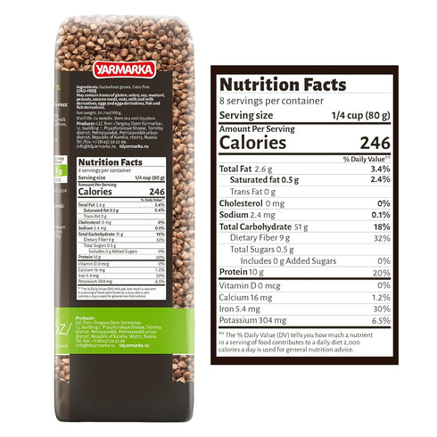 24.7 oz (700 Yarmarka Toasted Buckwheat Groats (Kasha) g) Roasted Whole Grain, Traditional Eastern European Style