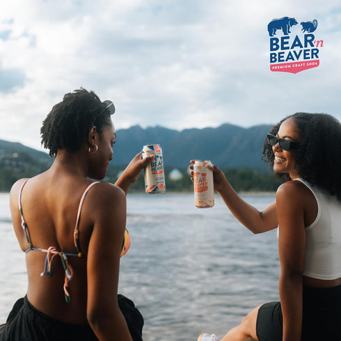 100% 12 Pack 16 Oz Bear 'n Beaver Premium Craft Cream Soda Soft Drinks Made with Cane Sugar & Pure Vanilla - Vegan