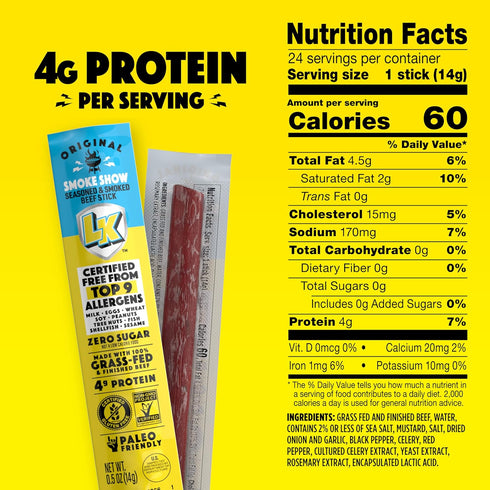(Pack 24) 0.5 oz 9 Lorissa's Kitchen Smoke Show Seasoned & Smoked Mini Beef Sticks - of Meat Sticks - Ready to Eat