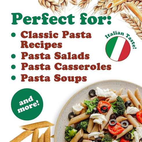 1.1 lb (Pack 3) Food to Live Organic Pennette Whole Wheat Pasta of Made in Italy. Pasta Integrale Bio. High Fiber