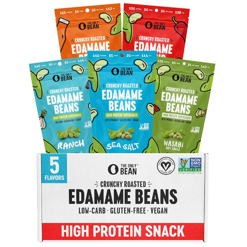 The Only Bean Crunchy Roasted Edamame Bean Snacks (5 Flavors), Healthy Snacks