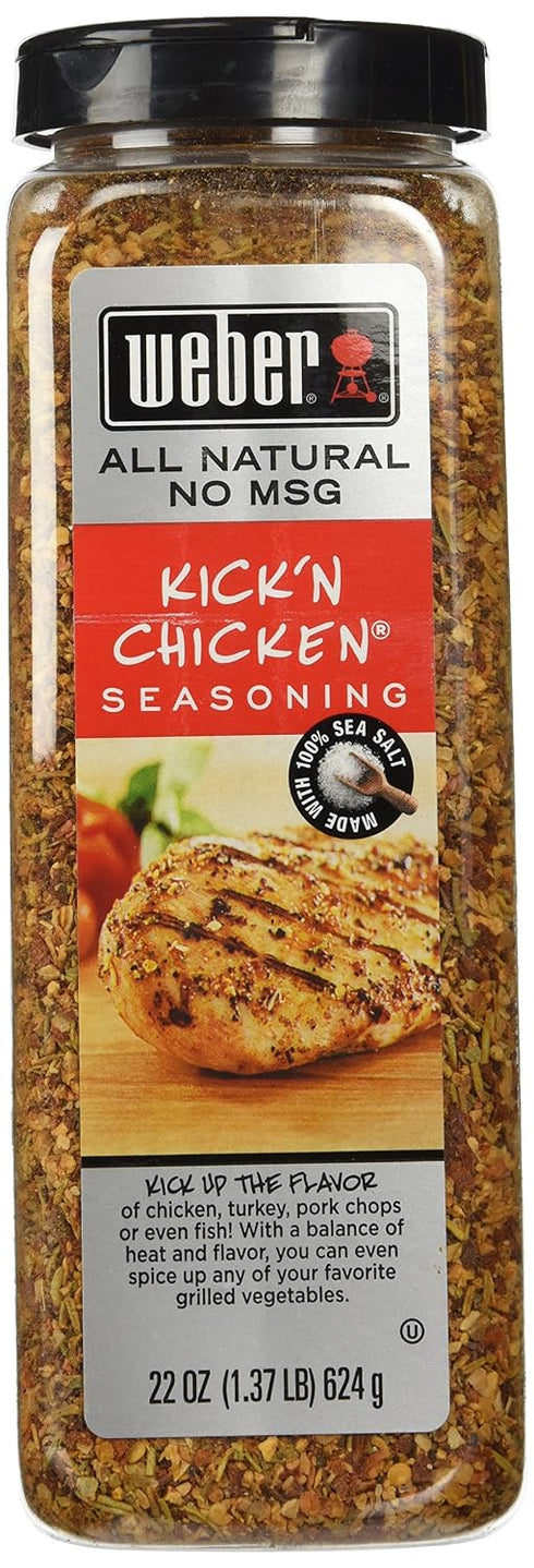 Weber Kick'n Chicken Seasoning 22 Oz. Made with Sea Salt - No