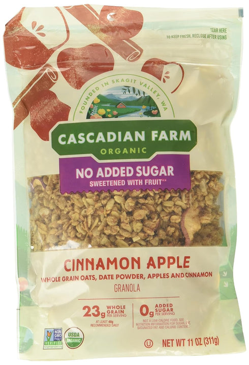 Cascadian Farm Organic Cinnamon Apple Granola Cereal, No Added Sugar, 11 Ounces