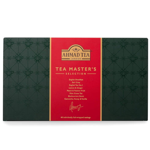 Ahmad Tea Black, Green, & Herbal Teas, Tea Master's Selection Gift Box with 8 Teas, 48 Teabags