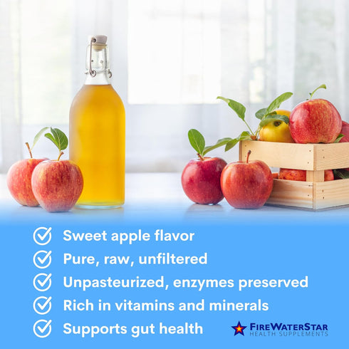 4oz FWS Apple Cider Vinegar - Apple Flavored ACV Supplement Drops - Organic, Non-GMO, Vegan, Keto - with Mother - Easy