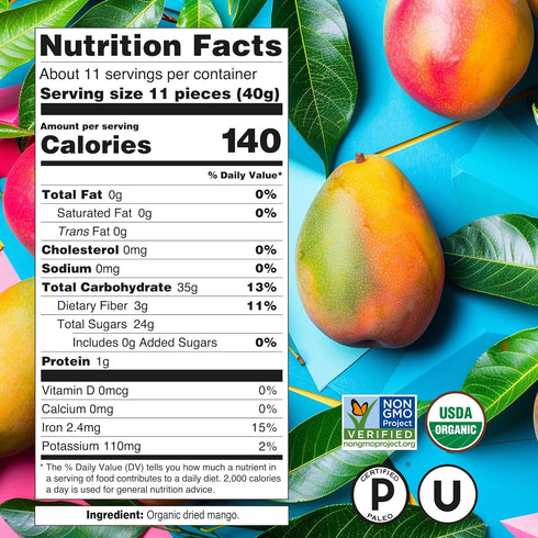 1 lb. Dried Mango Slices Juicy & Delicious, No Added Sugar, Non-GMO, Healthy Snack, Bulk Resealable Bag, Just About