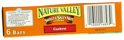 6 7.2 oz Nature Valley Sweet and Salty Nut Granola Bars, Cashew, Bars
