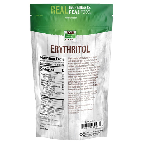 1-Pound (Packaging NOW Foods, Erythritol, Great-Tasting Sugar Replacement, Zero Calories, Low Glycemic Impact, Kosher