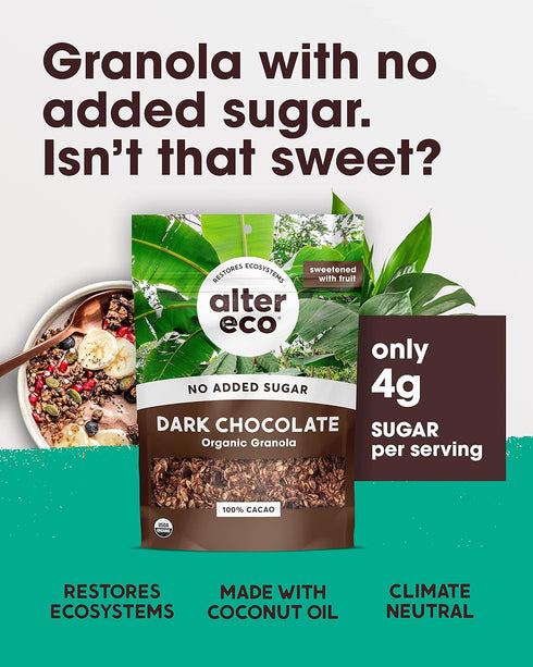 1 Pack) Alter Eco Dark Chocolate Granola, Healthy, Organic Breakfast & Snack, Naturally Sweetened with Fruit, Vegan, No