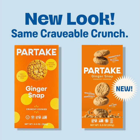 9 (3 Pack, 5.5 oz Gluten Free Partake Crunchy Ginger Snap - Vegan - Free From the Top Allergens Including Dairy, Wheat