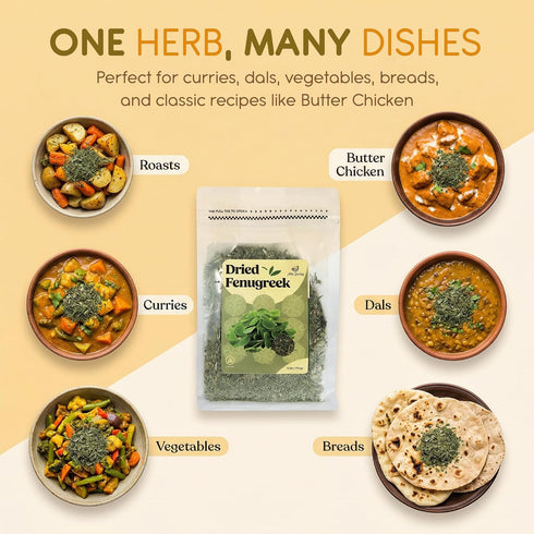 6 Oz (170g) Miss Spring Dried Fenugreek Leaves | Kasuri Methi | Non-GMO, Gluten Free, No Preservatives | Indian Origin