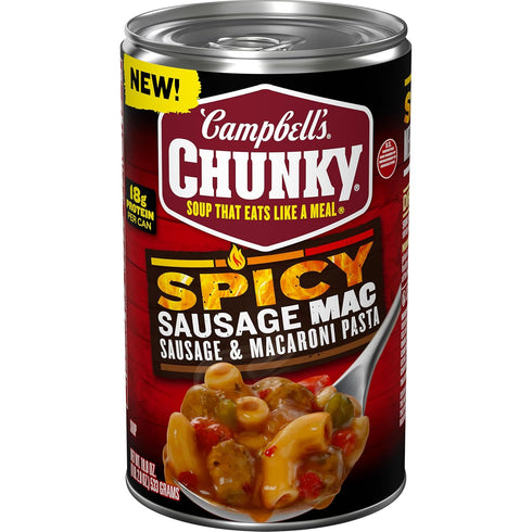 Campbells Chunky Spicy Sausage Mac Soup, 18.8 oz Can