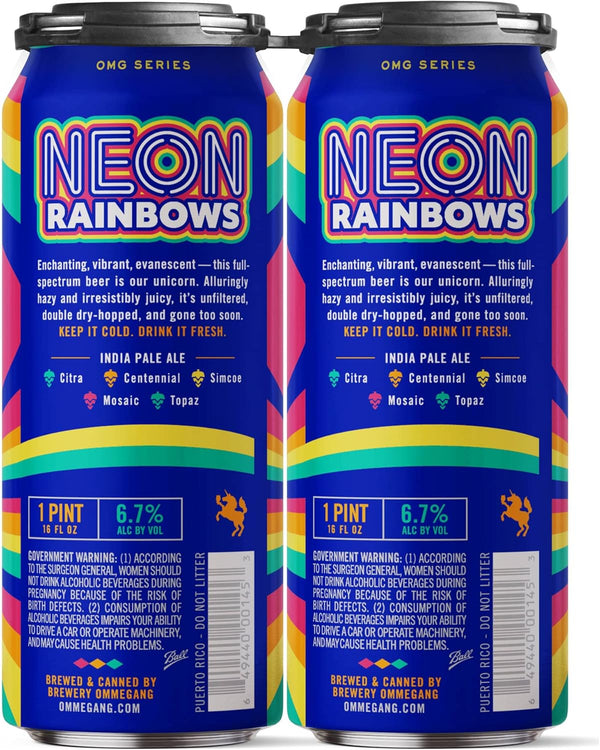 OMMEGANG 4pk 16 Neon Rainbows IPA Cans, FZ