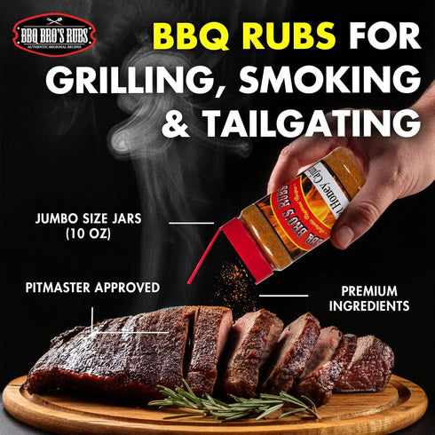 Set BBQ BROS RUBS (Spicy Style) - Barbecue Spices Seasonings - BBQ Rubs - Use for Grilling, Cooking & Smoking - Meat