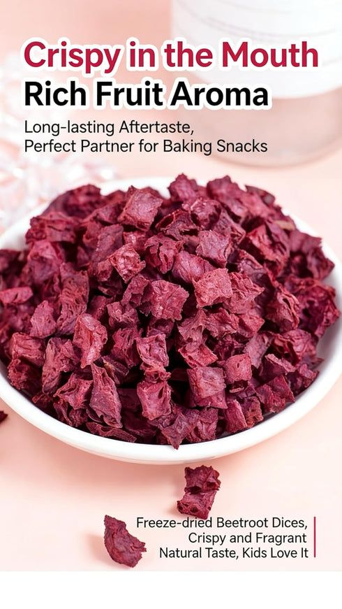 WEIJUEJIYI Froze-dried 3.17oz 90g, Beetroot Chunks / Single Ingredient, Made from Fresh Beets, Dehydrated Vegetables
