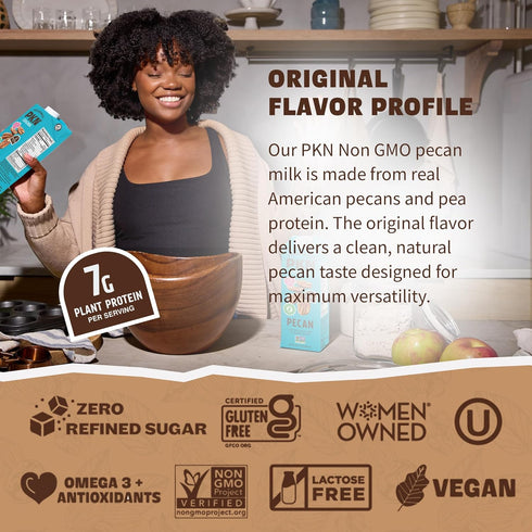 32 Oz (Pack 6) PKN Plant-Based Pecan Milk - Original Flavor Fl of Dairy & Gluten Free, Vegan, Non GMO High Protein