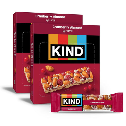 KIND Healthy Snacks Bars, Cranberry Almond, Gluten Free, High Fiber Snacks, 5g