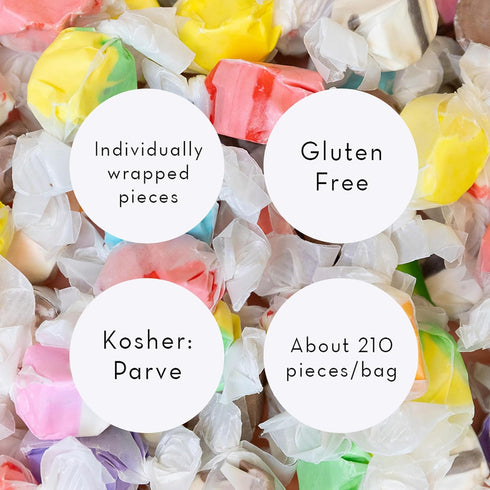 Pack 3 lb Sweet Candy Company Salt Water Taffy Individually Wrapped - Salt Water Taffy Candy Bulk, Old Fashioned