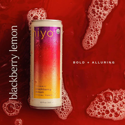 12 Pack Hiyo Organic Social Tonic - Blackberry Lemon, - N.A. Functional Seltzer, Sparkling Water Crafted with Organic