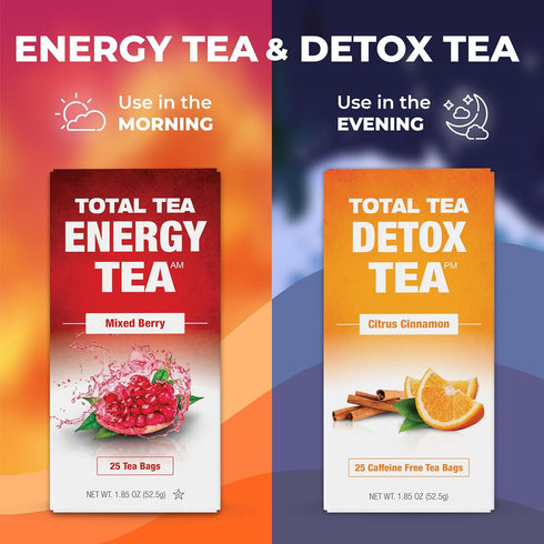 25 Total Tea Detox Guayusa Energy Tea - All Natural Herbal Caffeinated Tea Cleanse - Energy & Focus - Coffee Substitute