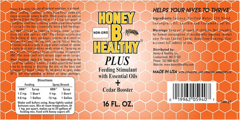 Honey B Healthy 16 oz. Plus Bottle, Feeding Stimulant with Essential Oils + Cedar Booster