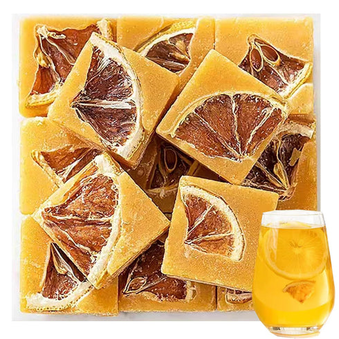 MIHUNTANG 10.93oz /310g Package Rock Sugar Lemon Tea Lemon Honey Rock Candy Yellow Lump Rock Sugar with Lemon Sugar