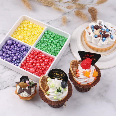 4.6oz Sprinkles for Cake Decorating, Red Pearl Sprinkles Mix for Ice Cream, Cupcake, Baking, Cookies, Cake toppings